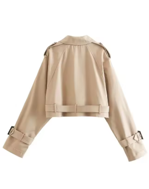 Azphere - Chaqueta Trench Crop EdgeSahara