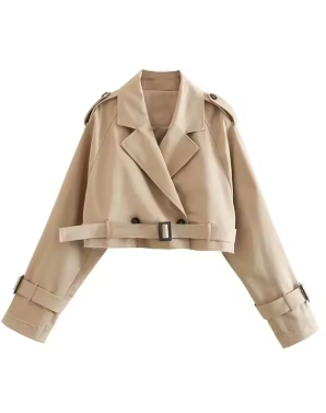 Azphere - Chaqueta Trench Crop EdgeSahara