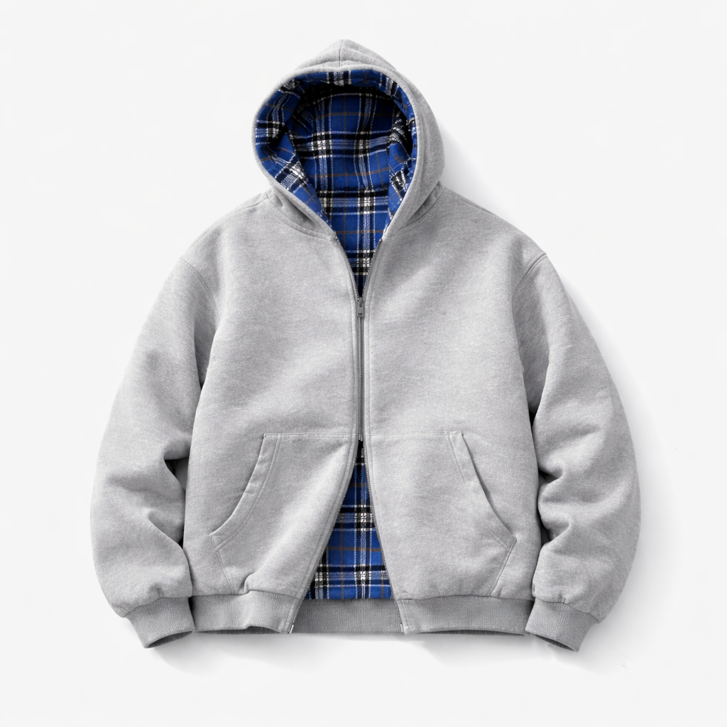 Azphere - Sudadera Reversible Gris “Dual Check”